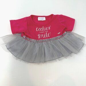 Build A Bear Pink Shirt Silver Tutu Dress Cookies Make Me Smile BAB Glittery